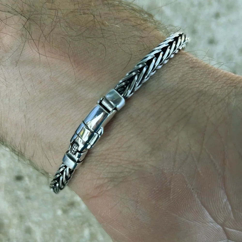 Sterling Silver Braided Wheat Chain Bracelet